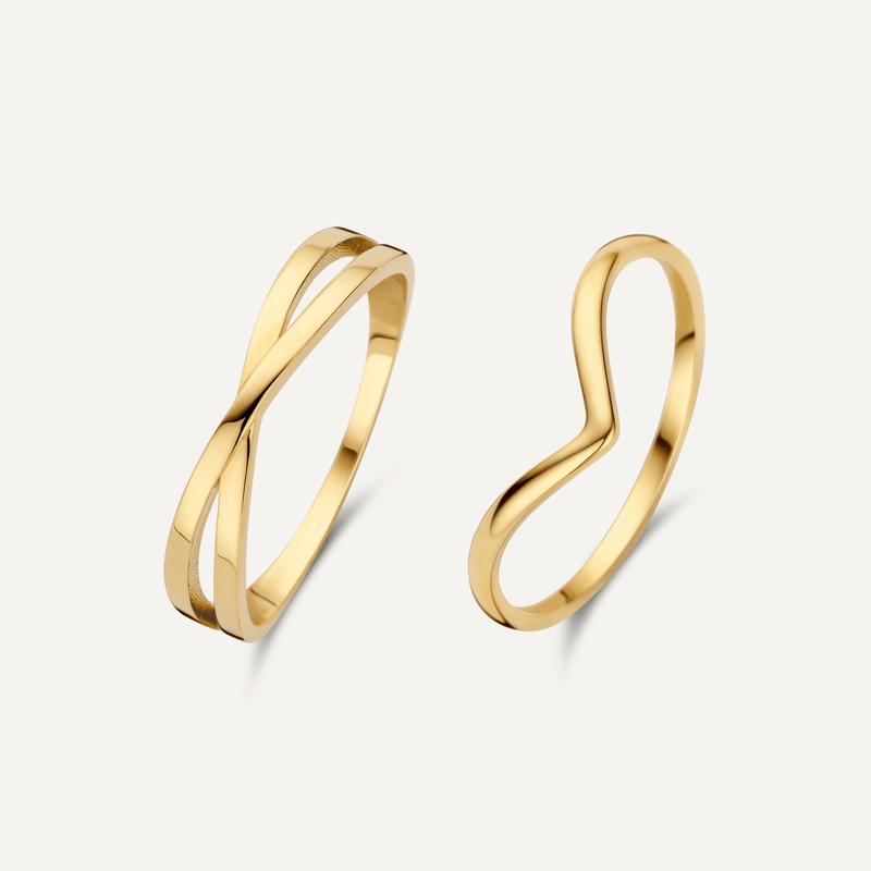 Wishbone Crossover Rings Set