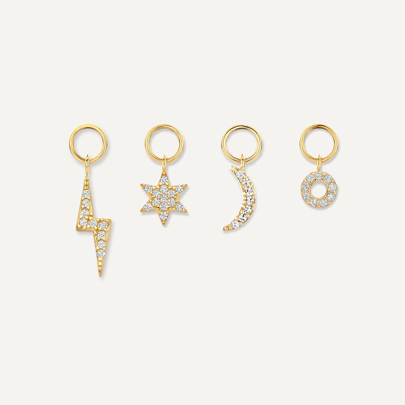 Pavé Zirconia Hoop Charms Set