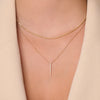 14 Karat Gold Pavé Cubic Zirconia Vertical Bar Pendant Necklace - 2