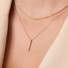 14 Karat Gold Pavé Cubic Zirconia Vertical Bar Pendant Necklace - 3