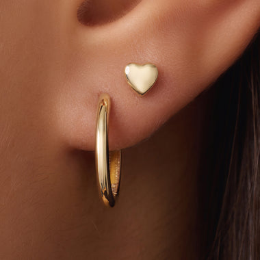 14 Karat Gold Puffy Heart Studs - 3