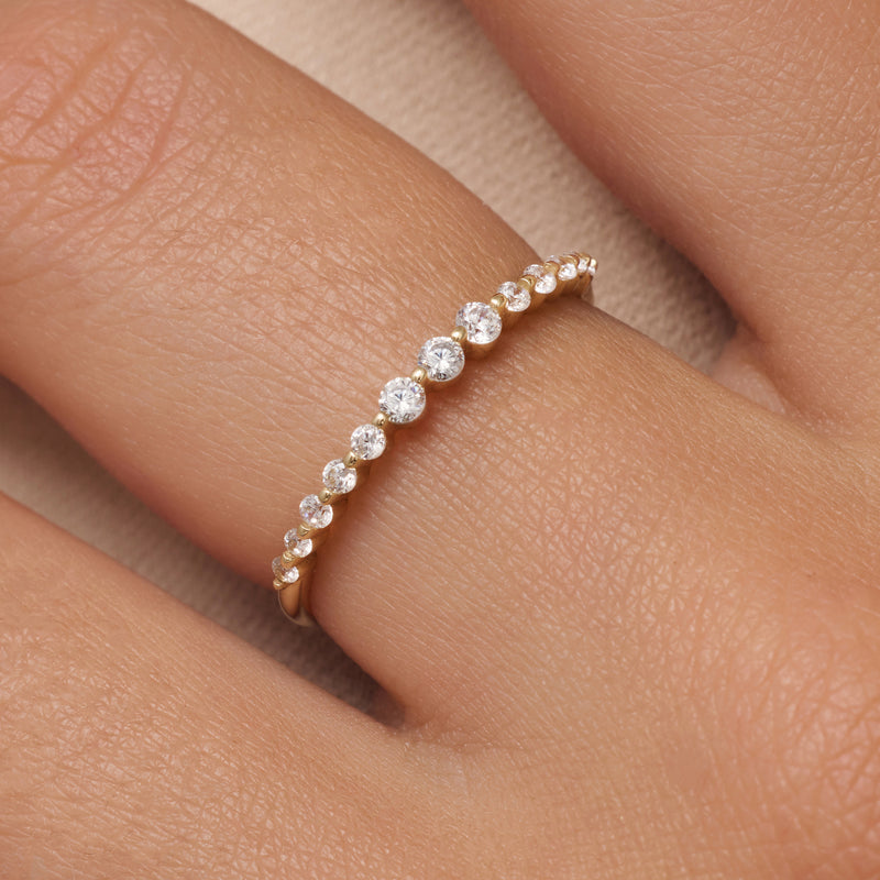 Cubic Zirconia Graduated Half Eternity Ring