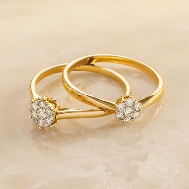 585er Gold mit Diamanten Diamant Cluster Tapered Ring - 5