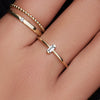 14 Karaat Goud Vertical Baguette Cut Zirkonia Ring - 2