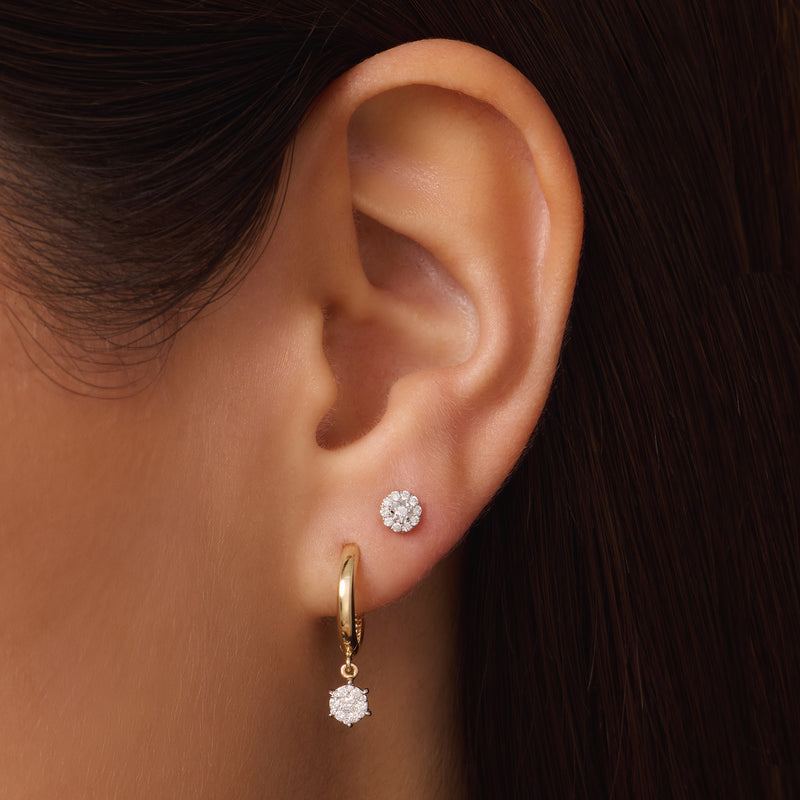 Clous d'Oreilles Halo Diamant