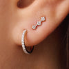 Or 14 Carats avec Diamants Clous d'Oreilles Courbe Trinity Diamant - 4