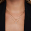 14 Karat Gold Pavé Cubic Zirconia Halo Pendant Necklace - 2