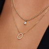 14 Karat Gold Bezel Set Cubic Zirconia Beaded Pendant Necklace - 3