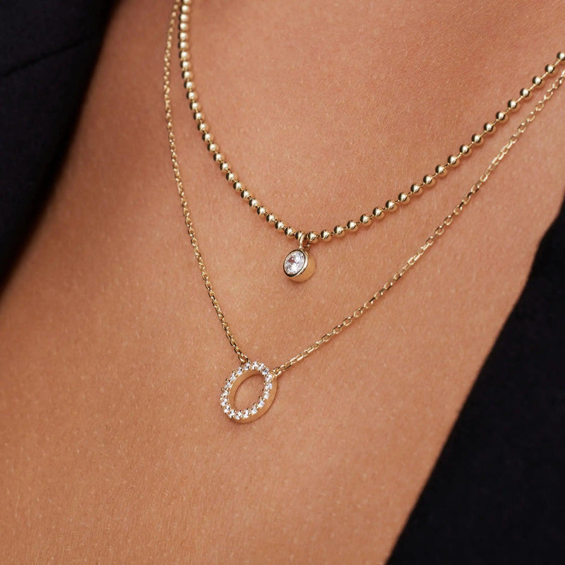 Pavé Cubic Zirconia Halo Pendant Necklace