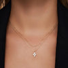 14 Karat Gold Cubic Zirconia Flower Pendant Necklace - 2