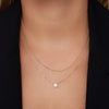 14 Karat Gold Round Zirconia Baby Curb Necklaces Set - 4