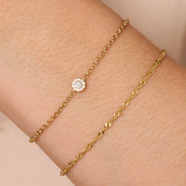 585er Gold mit Diamanten Diamant Halo Armband - 1