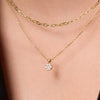 14 Karat Gold with Diamonds Diamond Cluster Linked Pendant Necklace - 3