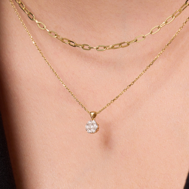 Diamond Cluster Linked Pendant Necklace