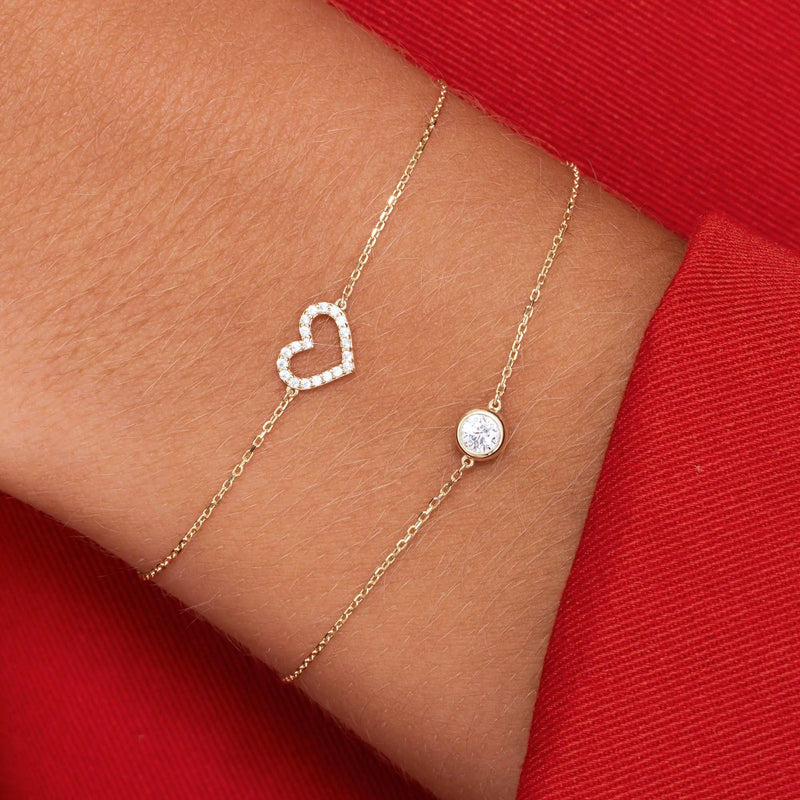 Pavé Cubic Zirconia Open Heart Bracelet