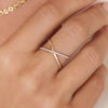 14 Karat Gold with Diamonds Diamond X Ring - 2