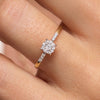 14 Karat Gold with Diamonds Pavé Four Prong Diamond Halo Ring - 2