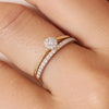 Or 14 Carats avec Diamants Bague Halo Diamant - 9