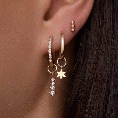 14 Karat Gold Star Hoop Charm - 3