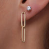 Or 14 Carats Boucles d'Oreilles Double Pendantes Trombone - 3