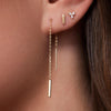 14 Karat Gold Bar Pull Through Drop Earrings - 3