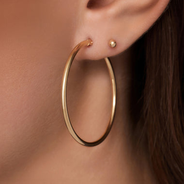 14 Karat Gold Tube Oversized Hoops (40mm) - 3