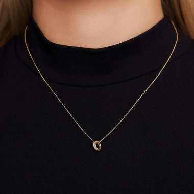 14 Karat Gold Cubic Zirconia Infinity Ring Necklace - 2