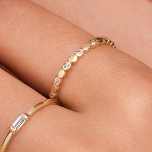 585er Gold Sparkling Zirkonia Bezel Dot Eternity Ring