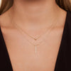 14 Karaat Goud Verticale Staaf Pendant Ketting - 2