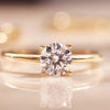 585er Gold Four Prong Round Cut Zirkonia Ring - 5