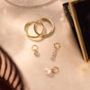 14 Karat Gold Bezel Set Cubic Zirconia Hoop Charm - 5