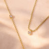 14 Karat Gold Bezel Set Cubic Zirconia Beaded Pendant Necklace - 11