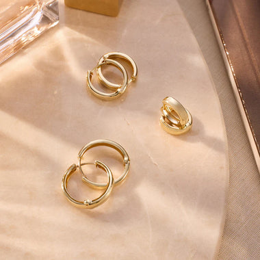 585er Gold Chunky Hoops Set - 2