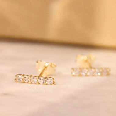 14 Karat Gold Pavé Cubic Zirconia Bar Set - 5