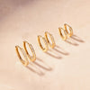 585er Gold Pavé Zirkonia Oval Hoops Ohrringe Set - 2