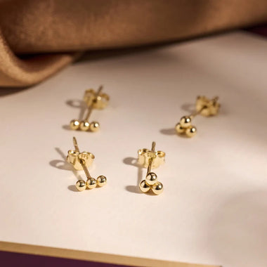 14 Karat Gold Spheres Earrings Set - 2