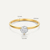 585er Gold Three Prong Round Cut Zirkonia Ring - 6