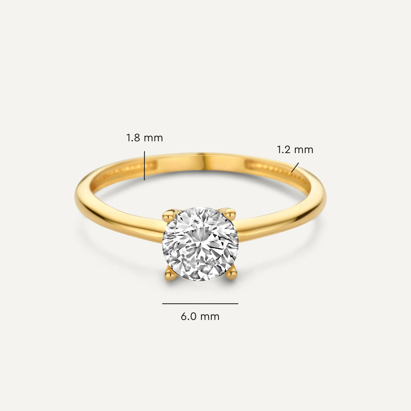 Four Prong Round Cut Zirkonia Ring