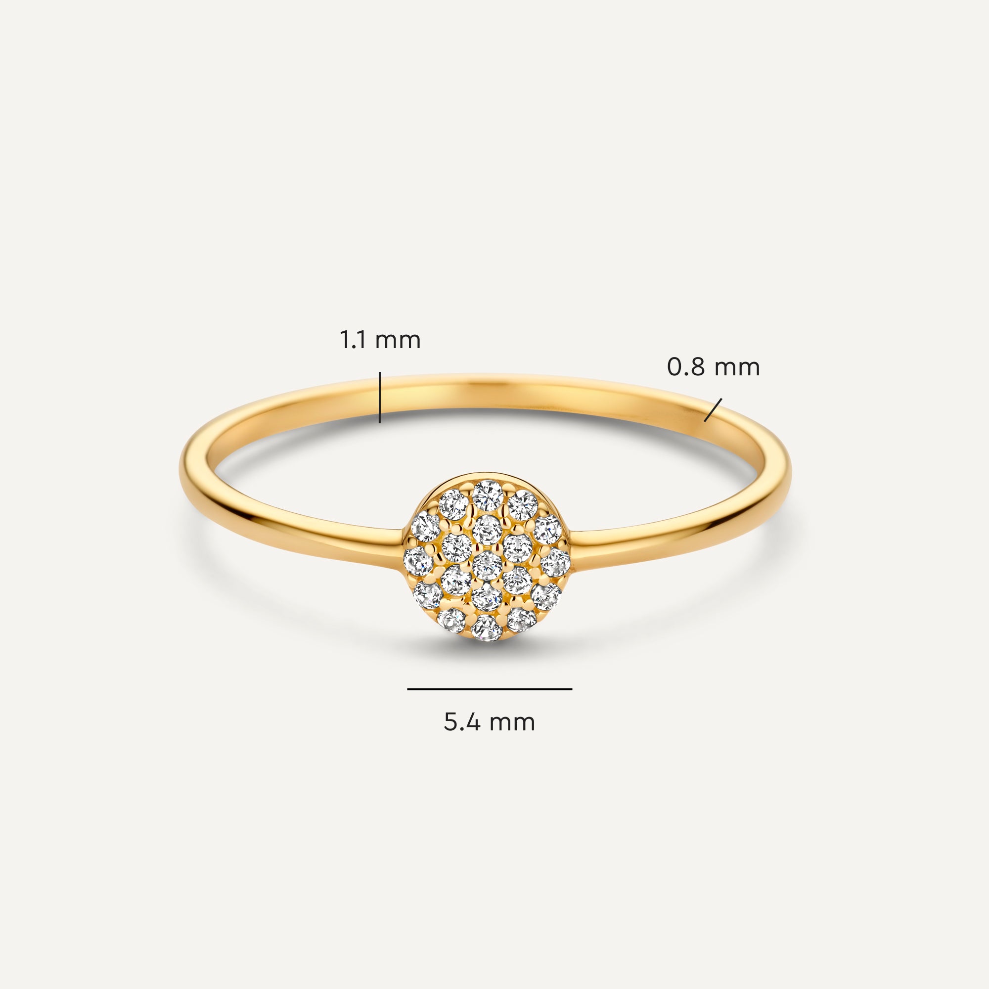 14k solid Gold online Disc Pave CZ Ring