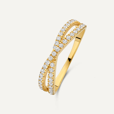 14 Karat Gold Cubic Zirconia Crossover Double Eternity Ring - 1