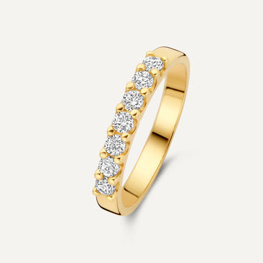 14 Karat Gold Breite Zirkonia Halb Eternity Ring - 1