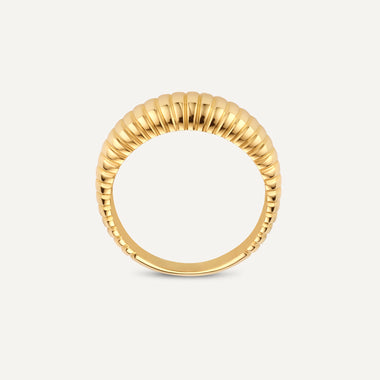 14 Karat Gold Ridged Dome Ring - 6