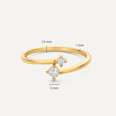 585er Gold Zirkonia Duo Ring - 5