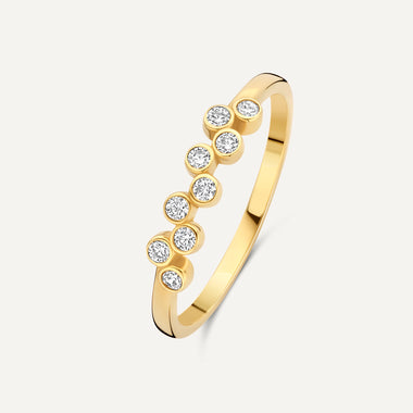 14 Karat Gold Bezel Set Cubic Zirconia Zigzag Ring - 1