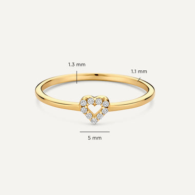 585er Gold Pavé Zirkonia Offenes Herz Ring - 5