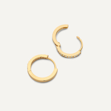 14 Karat Gold Pavé Zirconia Moon Earring Set - 5