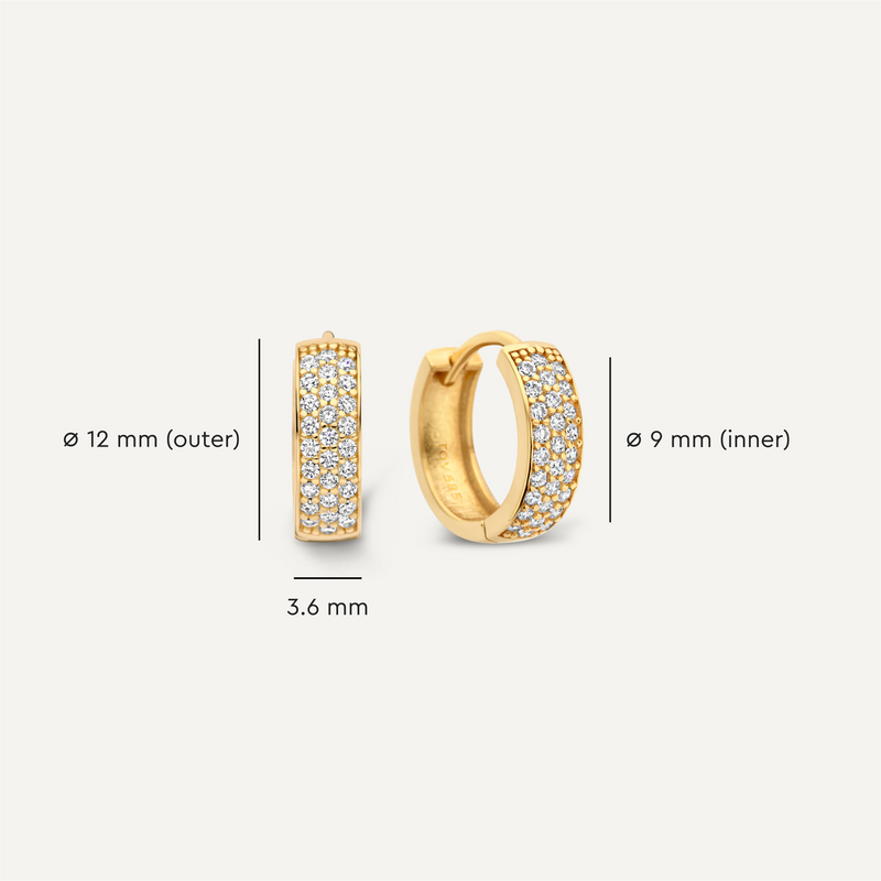 Pavé Cubic Zirconia Bold Huggie Hoops (12mm)