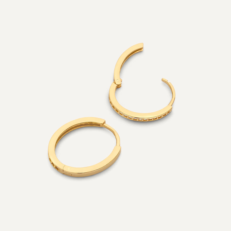 Pavé Zirkonia Ovale Kleine Hoops (15mm)