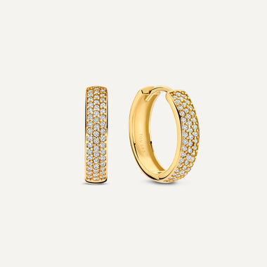 14 Karat Gold Pavé Zirkonia Breite Kleine Hoops (15mm) - 1