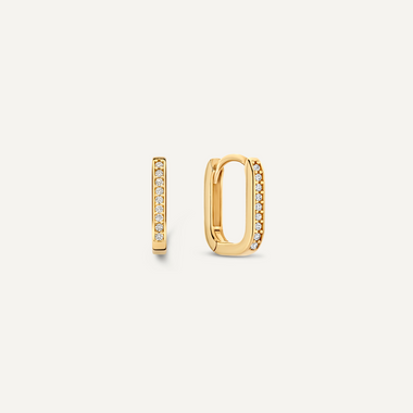 14 Karat Gold Pavé Zirkonia Huggie U Hoops (12mm) - 1